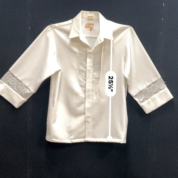 Vintage BEAU TIKI white HAWAIIAN Wedding Shirt Medium - Picture 6 of 12